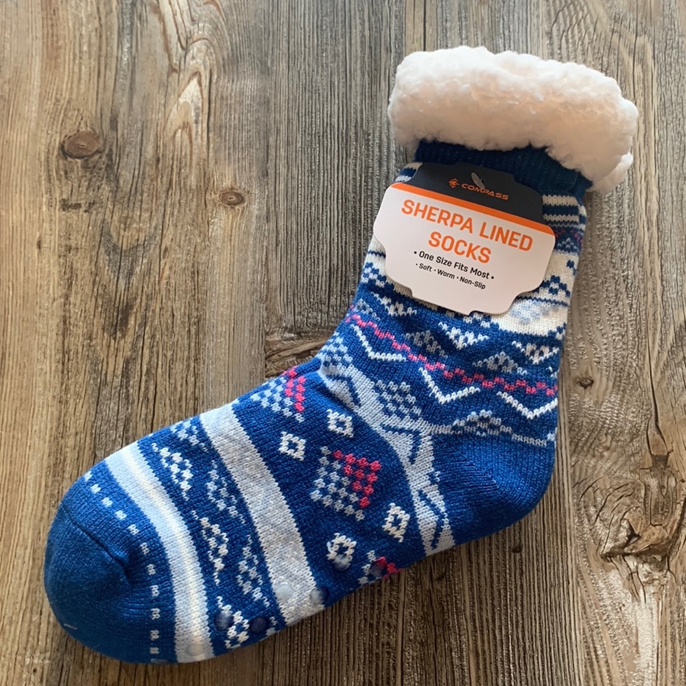 🔥 2/$8.50 Compass Sherpa Lined Socks